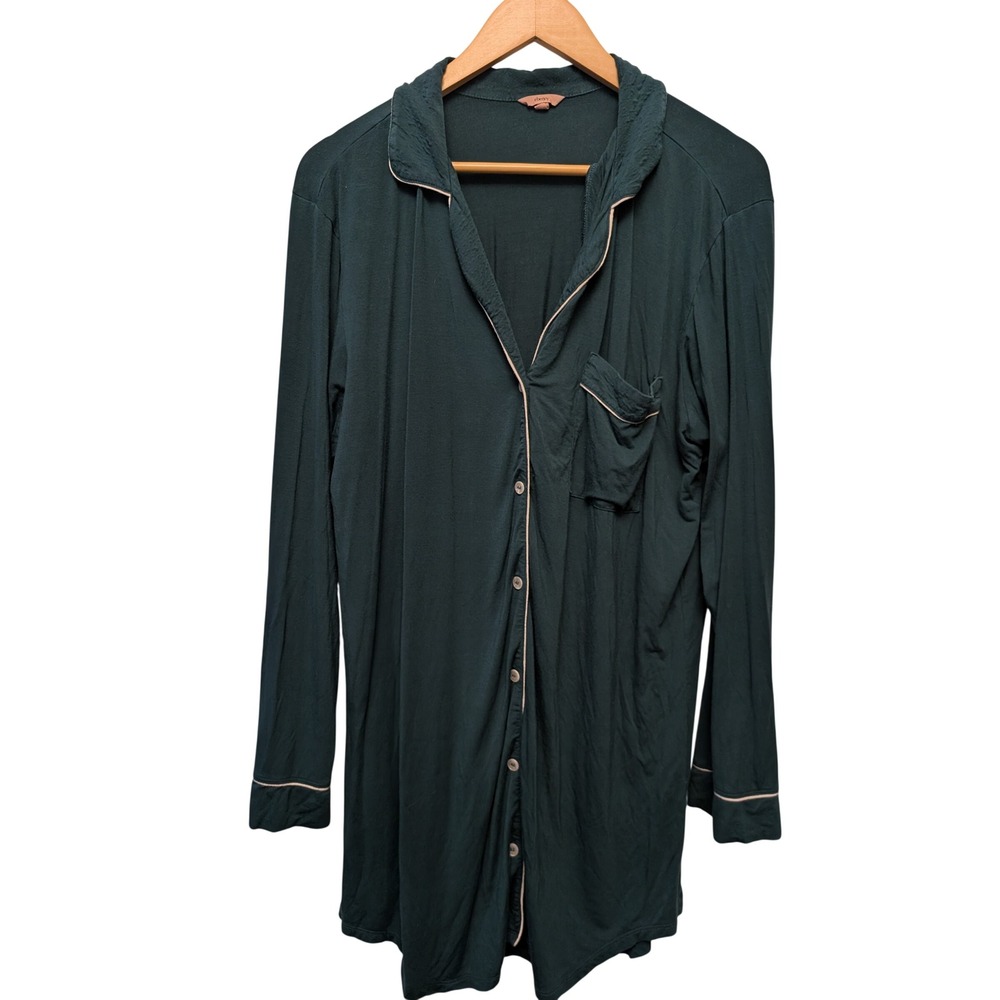Eberjey Gisele Tencel Modal Long Sleeve Sleepshirt Green M Pajama Nightgown Fall